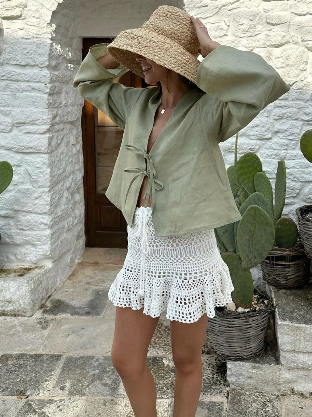 Drune | Boheme Bluse Schnürdetail Leicht und Luftiges Design