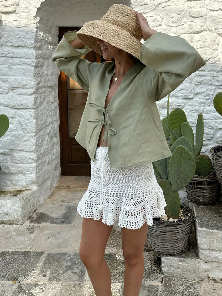 Drune | Boheme Bluse Schnürdetail Leicht und Luftiges Design