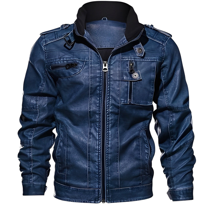 Drune | Klassische Lederjacke mit Taschen für Männer