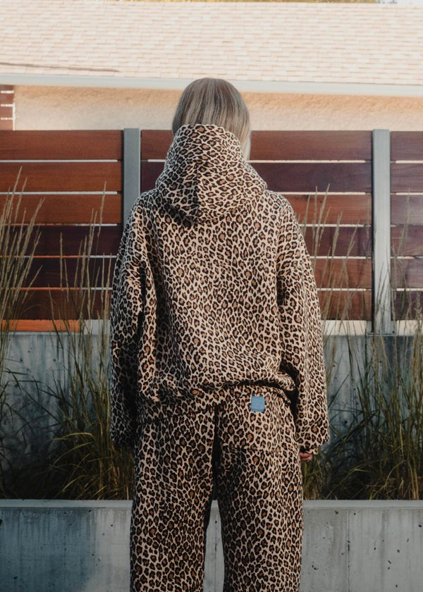 Drune | Leopardenmuster Hoodie und Jogginghose Set für Damen