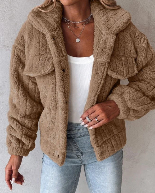 Drune | Damen Knopfverschluss Fleecejacke