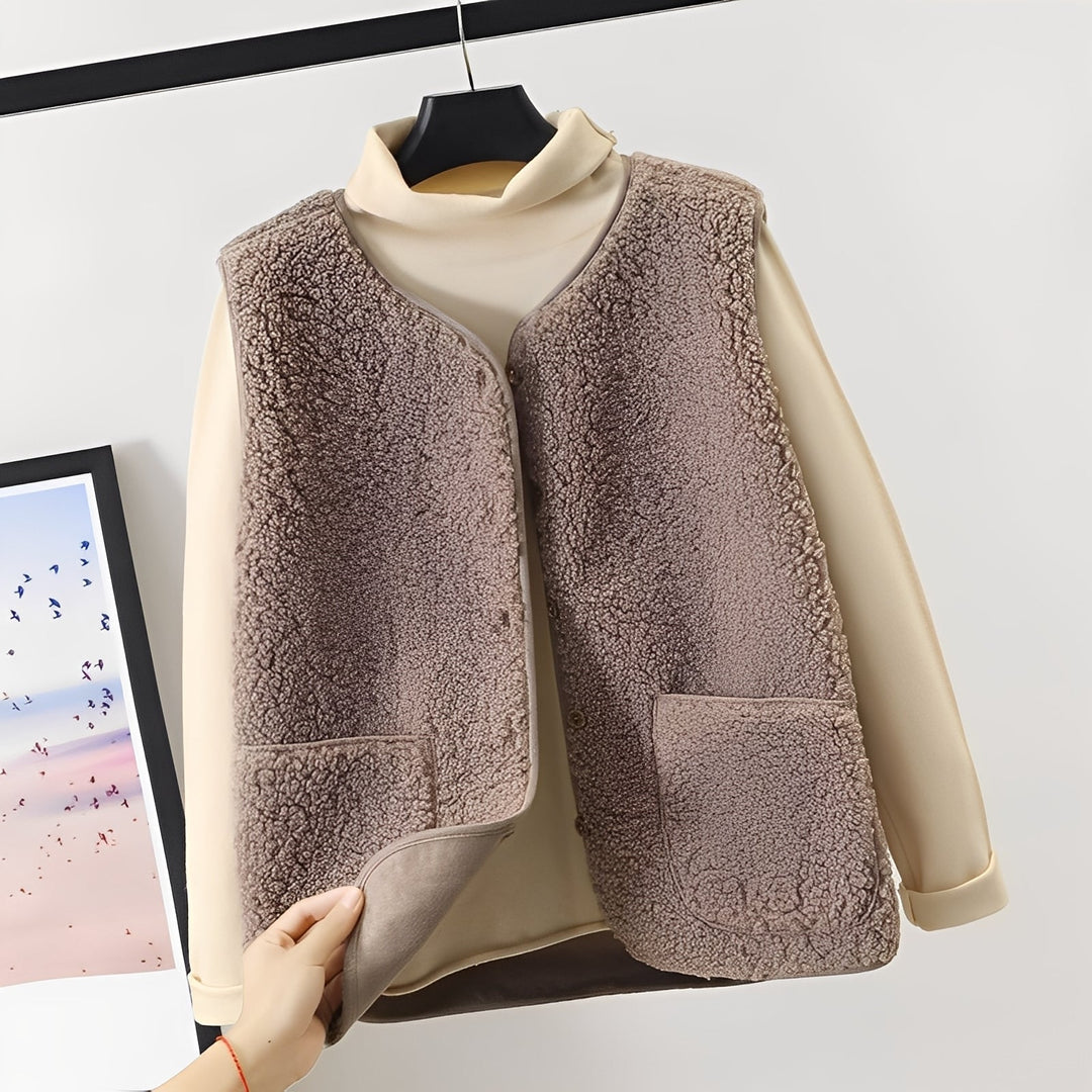 Drune | Modische Plüschjacke mit Taschen für Damen