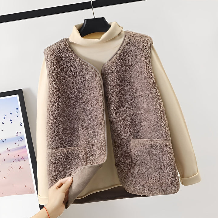Drune | Modische Plüschjacke mit Taschen für Damen