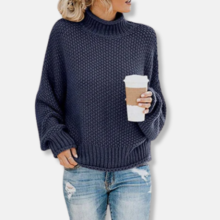 Drune | Pullover - Oversized Wollmischung - Grobstrick - Raglanärmel - Hoher Kragen
