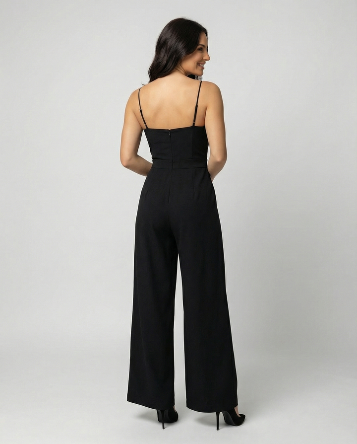 Drune | Damen Eleganter Fließender Jumpsuit mit Spaghettibändern für Festliche Anlässe