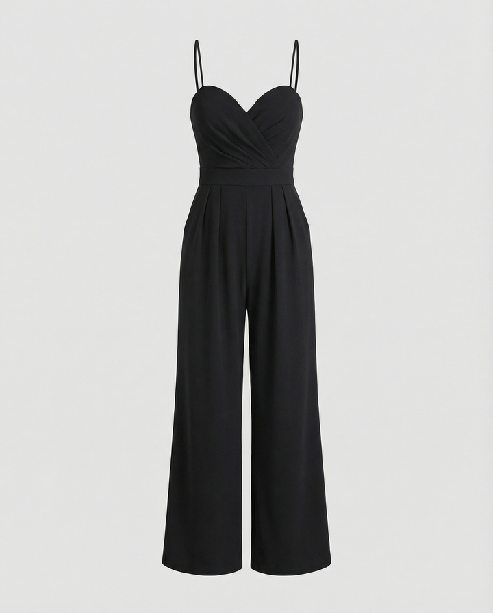 Drune | Damen Eleganter Fließender Jumpsuit mit Spaghettibändern für Festliche Anlässe