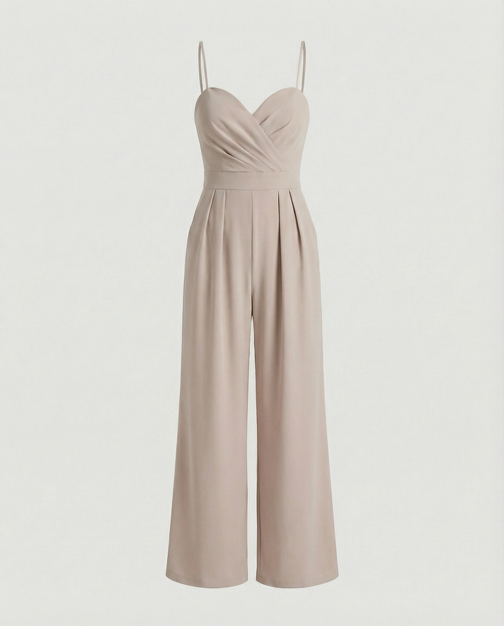Drune | Damen Eleganter Fließender Jumpsuit mit Spaghettibändern für Festliche Anlässe