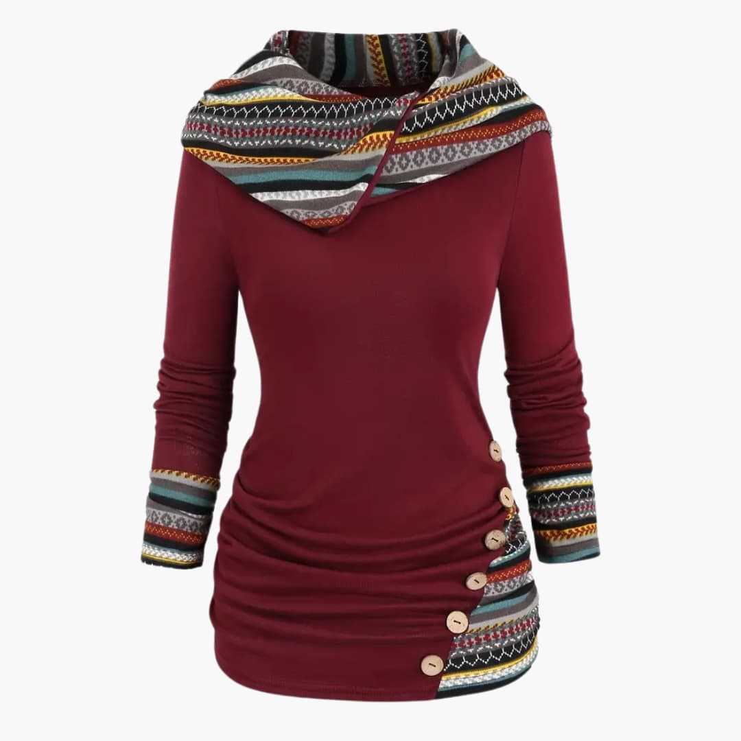 Drune | Stylischer Kapuzenpullover mit ethnischem Druck für Damen