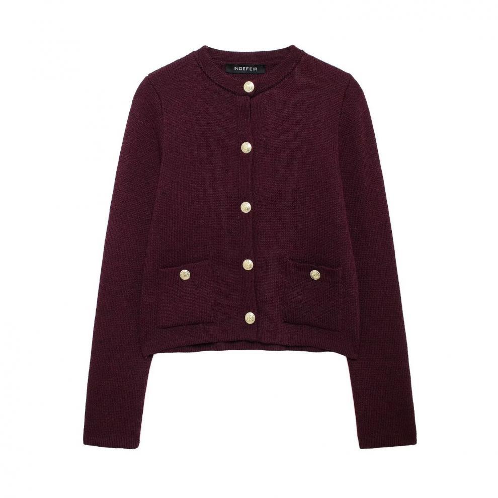 Drune | Lässiger Cardigan mit goldenem Knopfverschluss für Damen