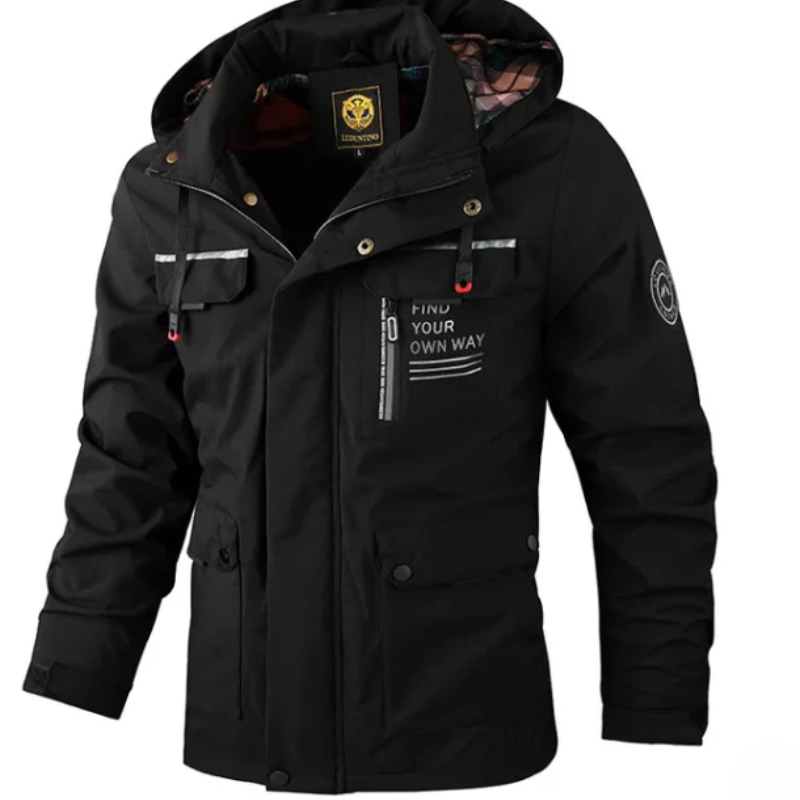 Drune | Herren Winterjacke mit verstellbarer Kapuze und Taschen-Detail-Design