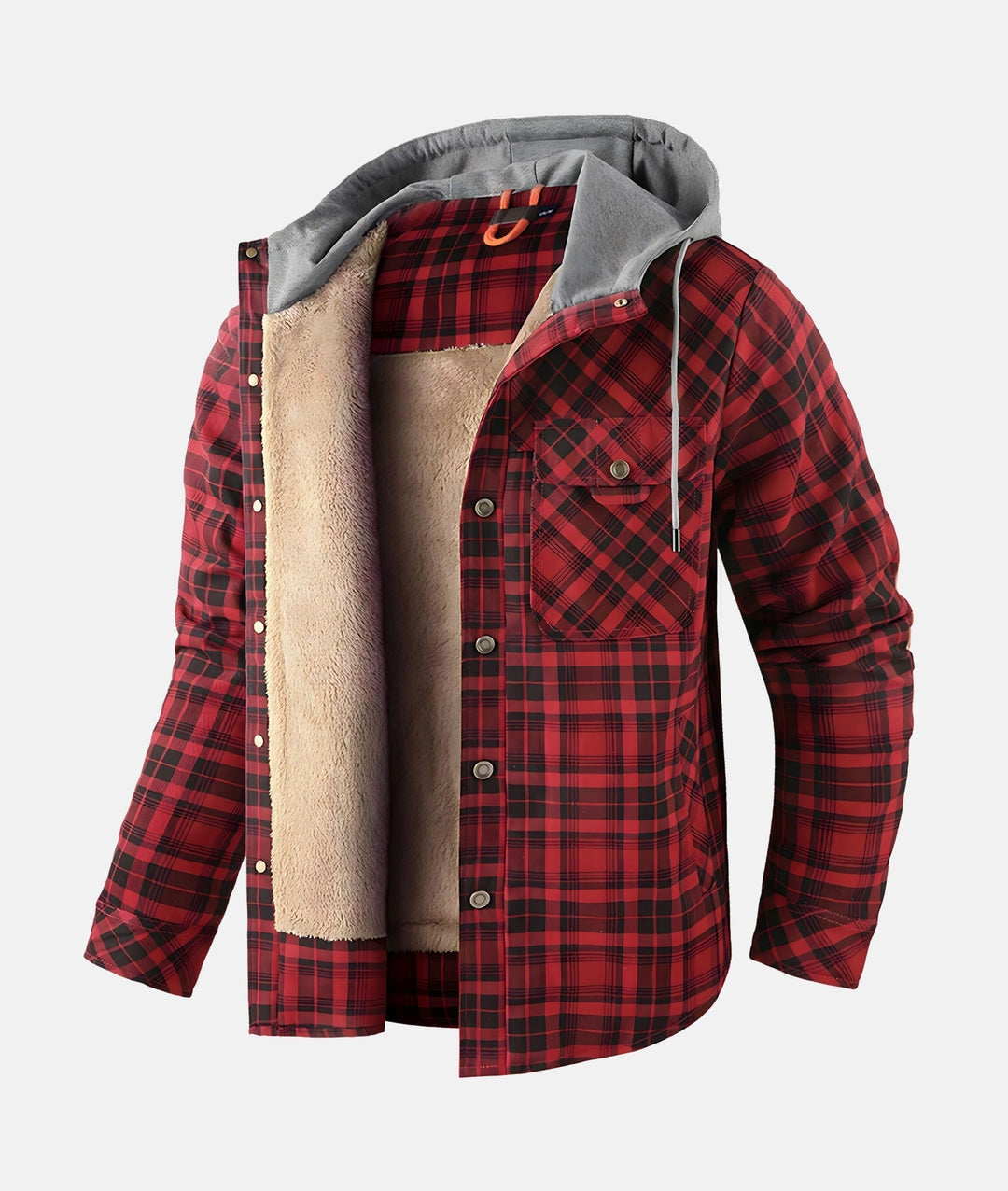 Drune | Kariertes Flanelljacke mit Kapuze und Futter aus Kunstfell