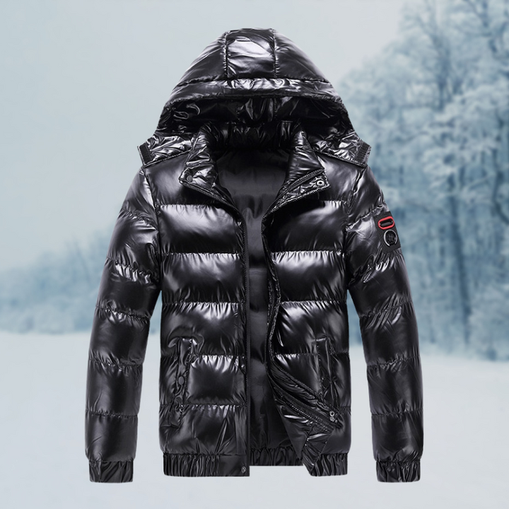 Drune | Stylische Glänzende Pufferjacke mit Kapuze für Herren