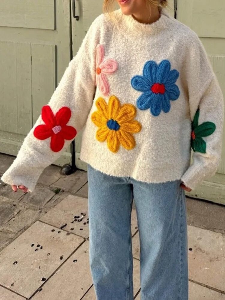 Drune | Eleganter floraler Strickpullover