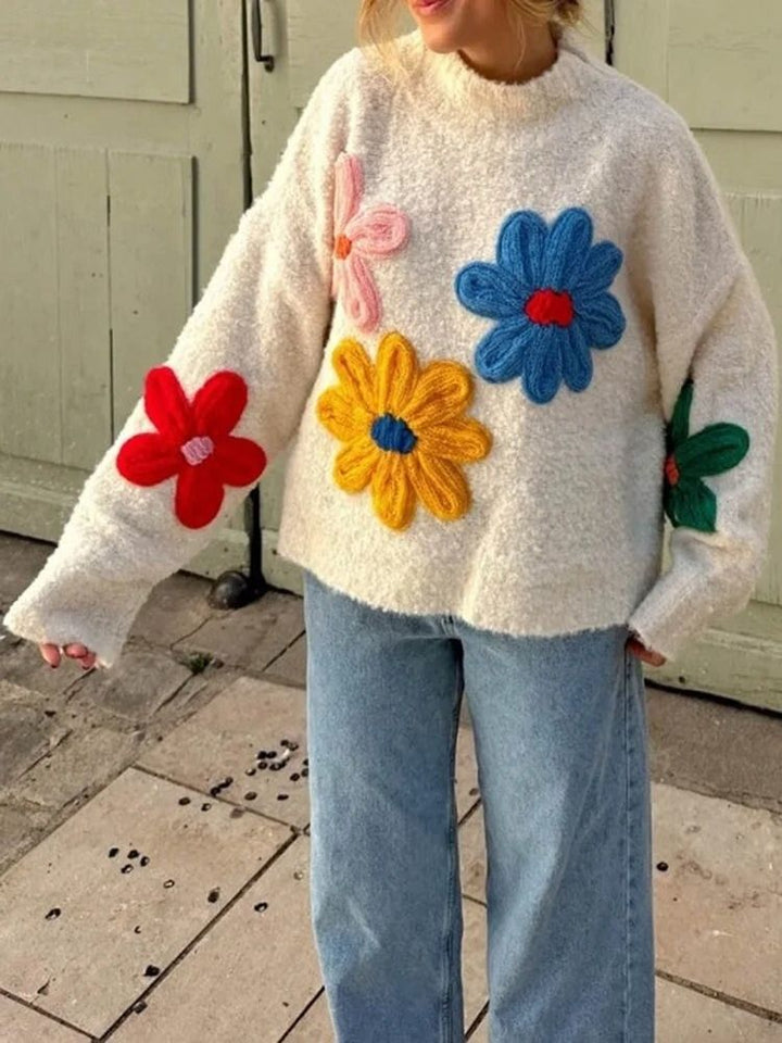 Drune | Eleganter floraler Strickpullover