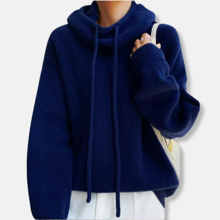 Drune | Gestrickter Sweatshirt - Übergröße Entspannt Passform - Weiches Strickmaterial - Kapuze mit Kordelzug
