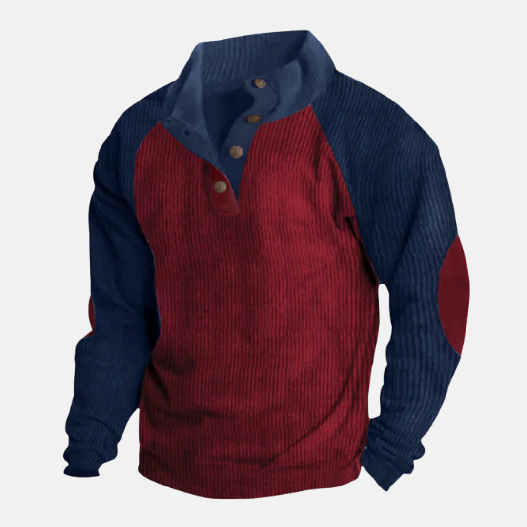 Drune | Baumwolle Stehkragen Pullover Raglan Ärmel Ripp Pullover