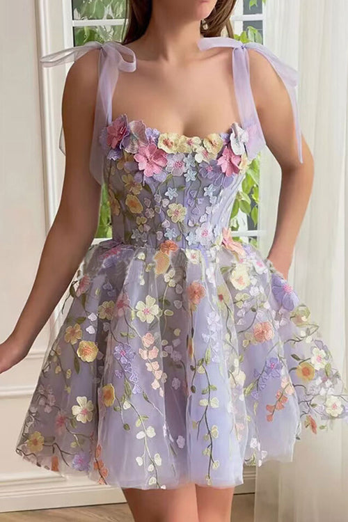 Drune | Proof Of Perfection 3D Blume Bestickt Bindeband Mini Kleid