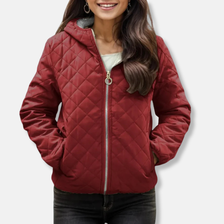 Drune | Damen Steppjacke – Lockere Passform – Rautensteppung – Mit Kapuze – Reißverschluss – Elastischer Saum