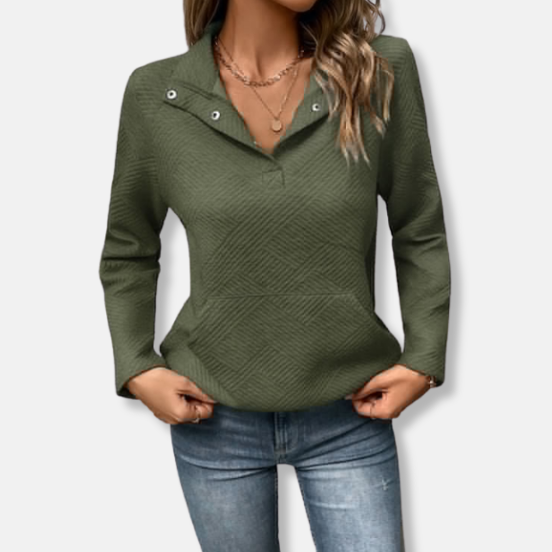 Drune | Baumwolle Gestepptes Sweatshirt Lässiger Schnitt mit Kragenpullover