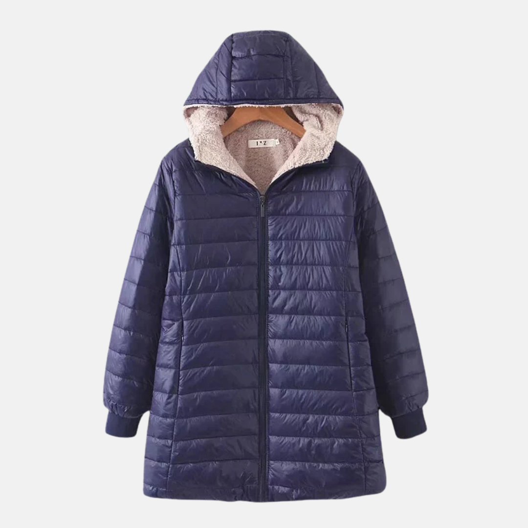 Drune | Steppjacke - Mittellang - Lockere Passform - Fleece-Futter - Kapuze