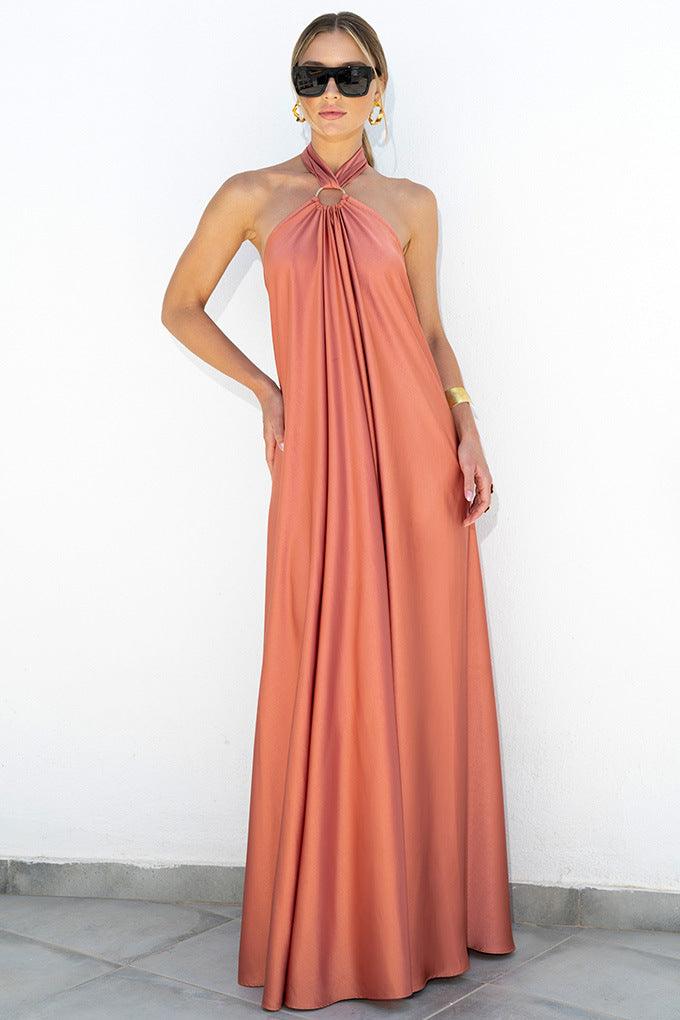 Drune | Satin Halter Neck Maxi Dress für Frauen