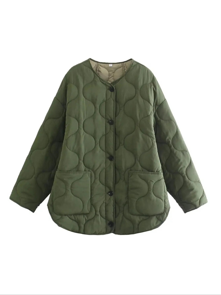 Drune | Trendy Olivgrüne Oversized Steppjacke für einen stilvollen Look Ideal für Herbst/Winter