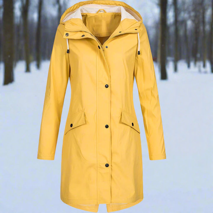 Drune | Kapuzenregenjacke Lässige Passform Mid Thigh Regenjacke