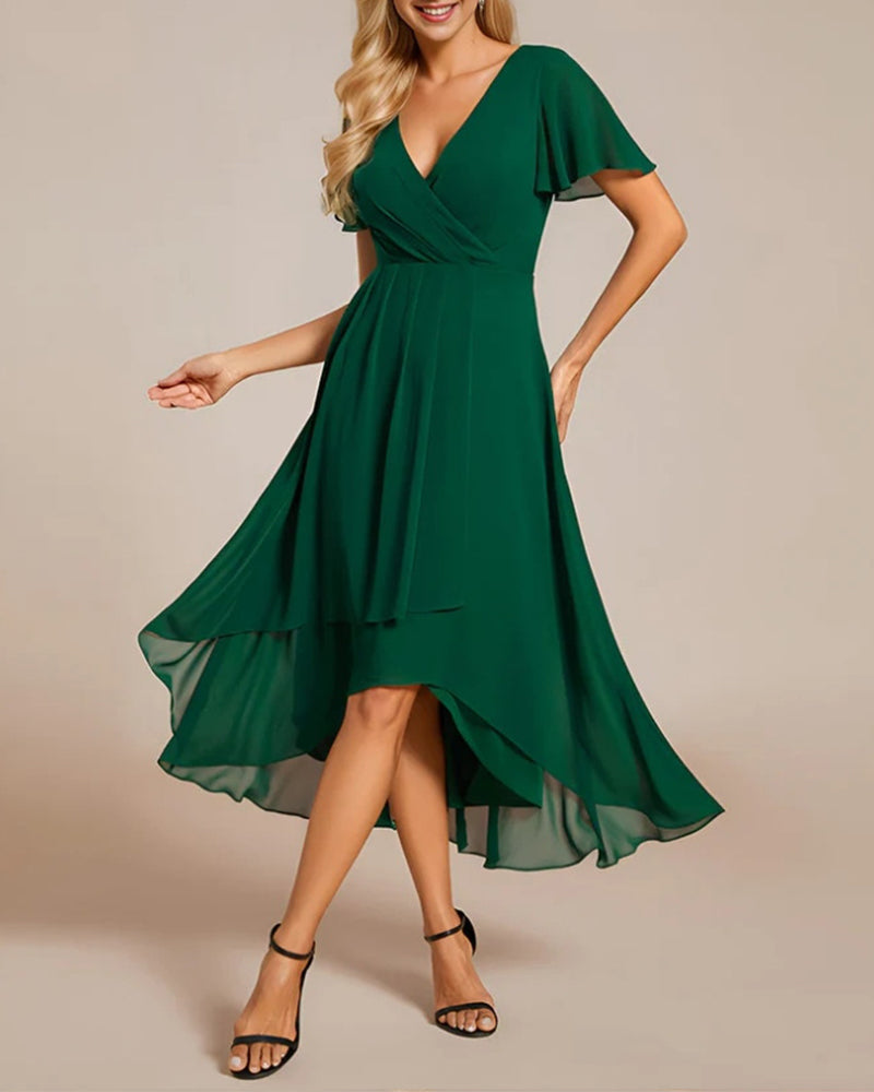 Drune | Kleid mit V-Ausschnitt und Rüschenärmeln
