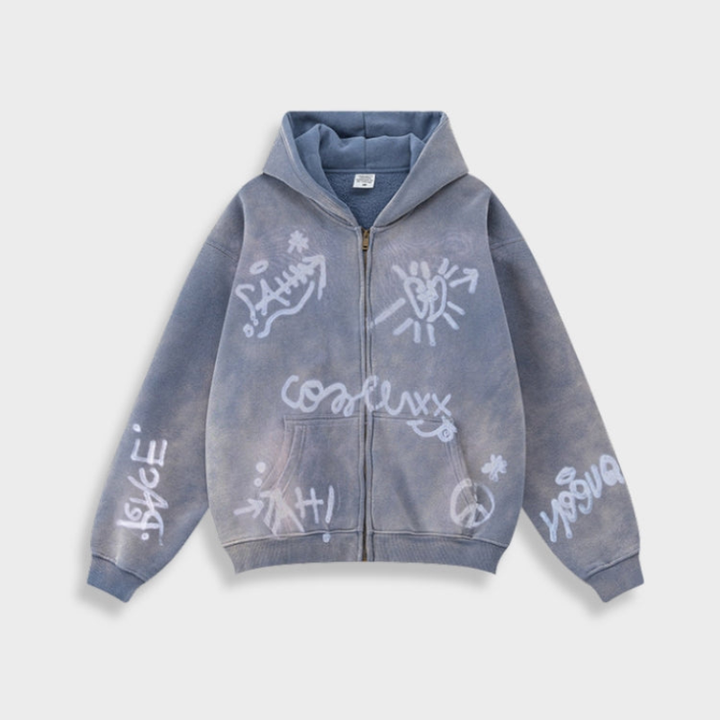 Drune | Hoodie - Oversize Graffiti Print & Y2K Stil