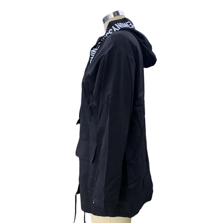 Drune | Lässiger Trenchcoat Damen mit Grafischen Details und Vordertaschen