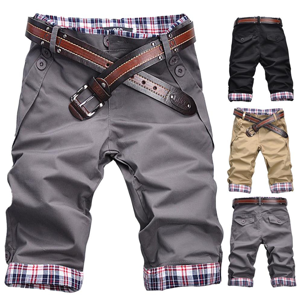Drune – Hochwertige Shorts mit Gürtel und Karomuster