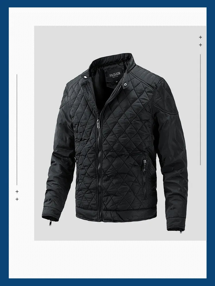 Drune | Gep Padded Jacke Diamant Gesteppt Stehkragen Reißverschluss Slim Fit
