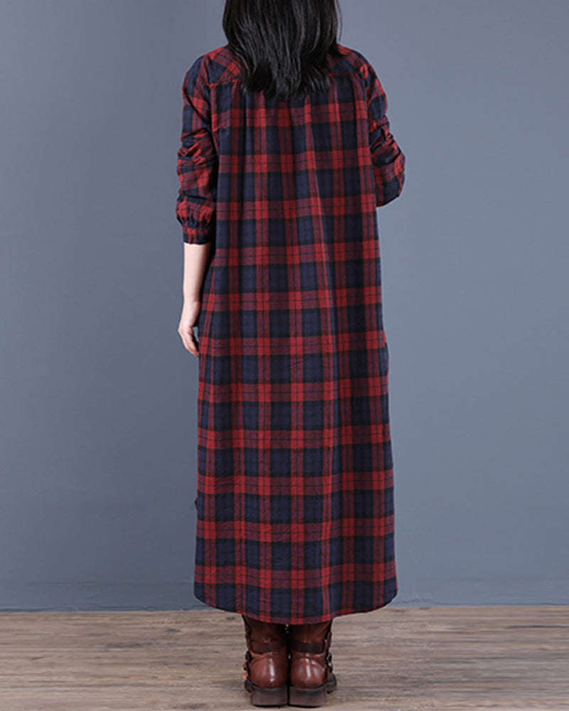 Drune | Langärmliges Karo-Hemdkleid