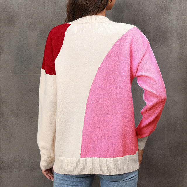 Drune | Farbblock Strickjacke Acryl Modern, Bequem