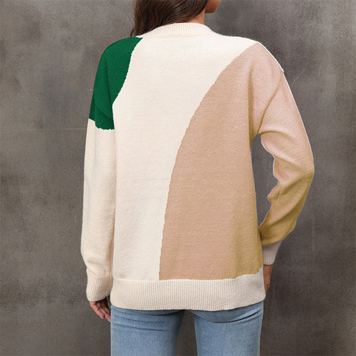 Drune | Farbblock Strickjacke Acryl Modern, Bequem