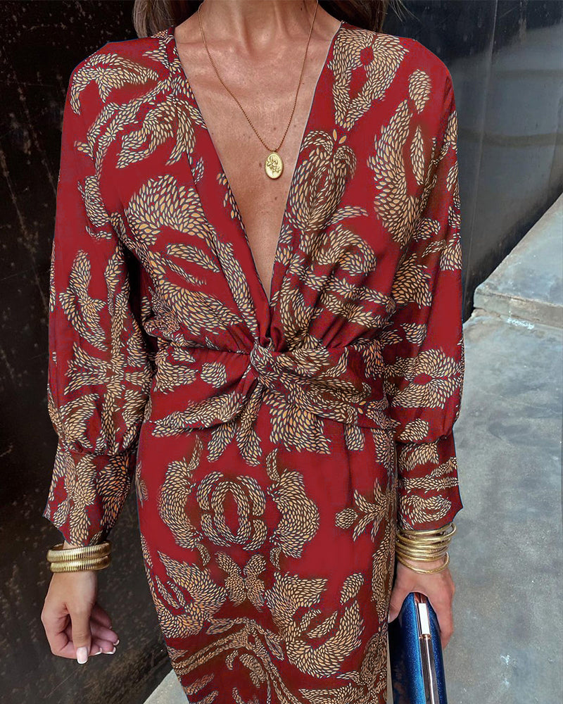 Drune | Bohemian Maxikleid mit Tiefem V-Ausschnitt für Damen