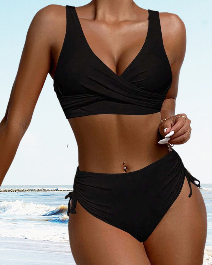 Drune | bikini-badeanzug mit kordelzug und schnürung hinten