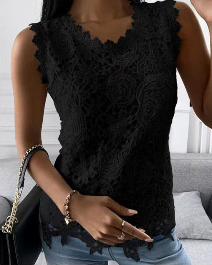 Drune | Elegante Bluse In Einer Einfarbigen Farbe mit Spitze