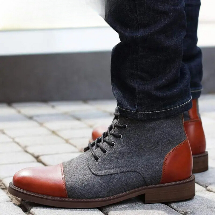 Drune | Stylische Herrenschuhe Stiefel Mit Leder Und Stoffeinsatz
