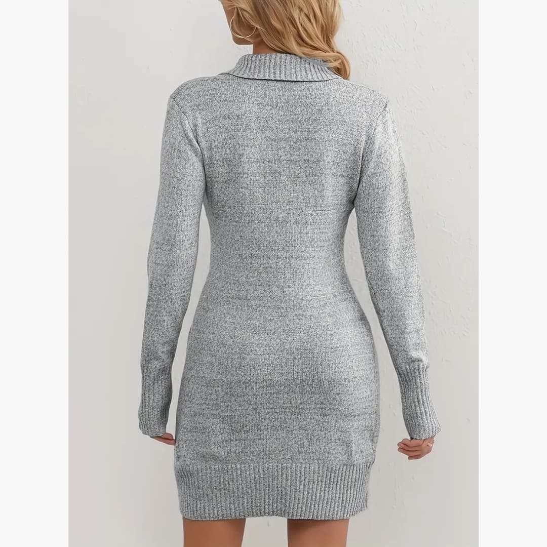 Drune | Elegantes Kleid mit Knopfdekoration im V-Ausschnitt für Frauen