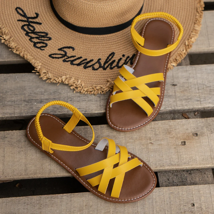 Drune | Elegante Leder Damen Sandalen Flacher Schuh
