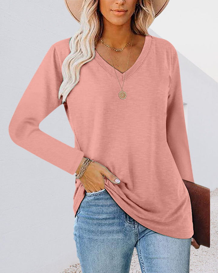 Drune | Langarm T Shirt mit V-Ausschnitt