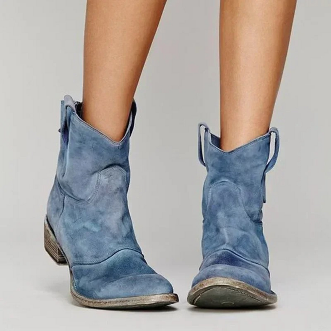 Drune | Stiefel für Damen - Wildleder - Schaft bis zur Mitte der Wade - Spitz zulaufende Zehen - Klassisches Western-Design