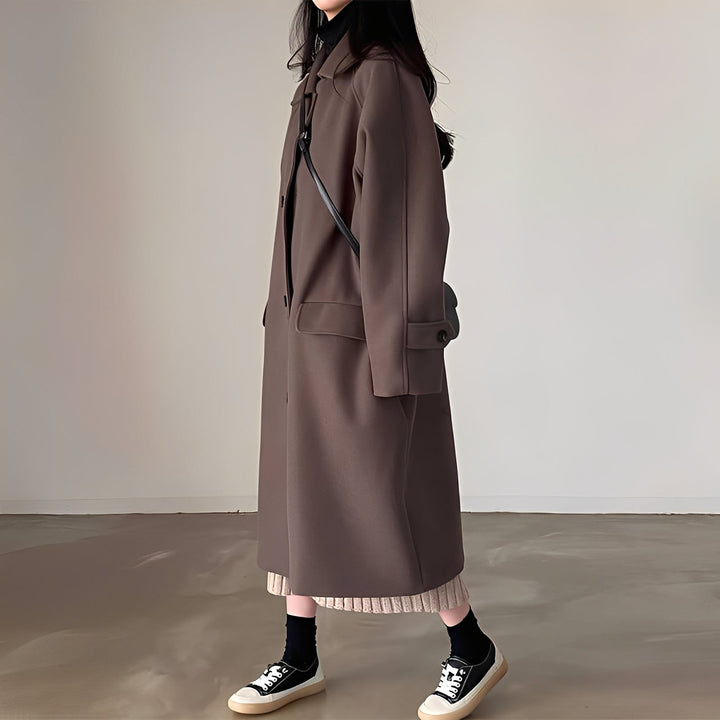 Drune | Klassischer einreihiger Wollmantel für Damen