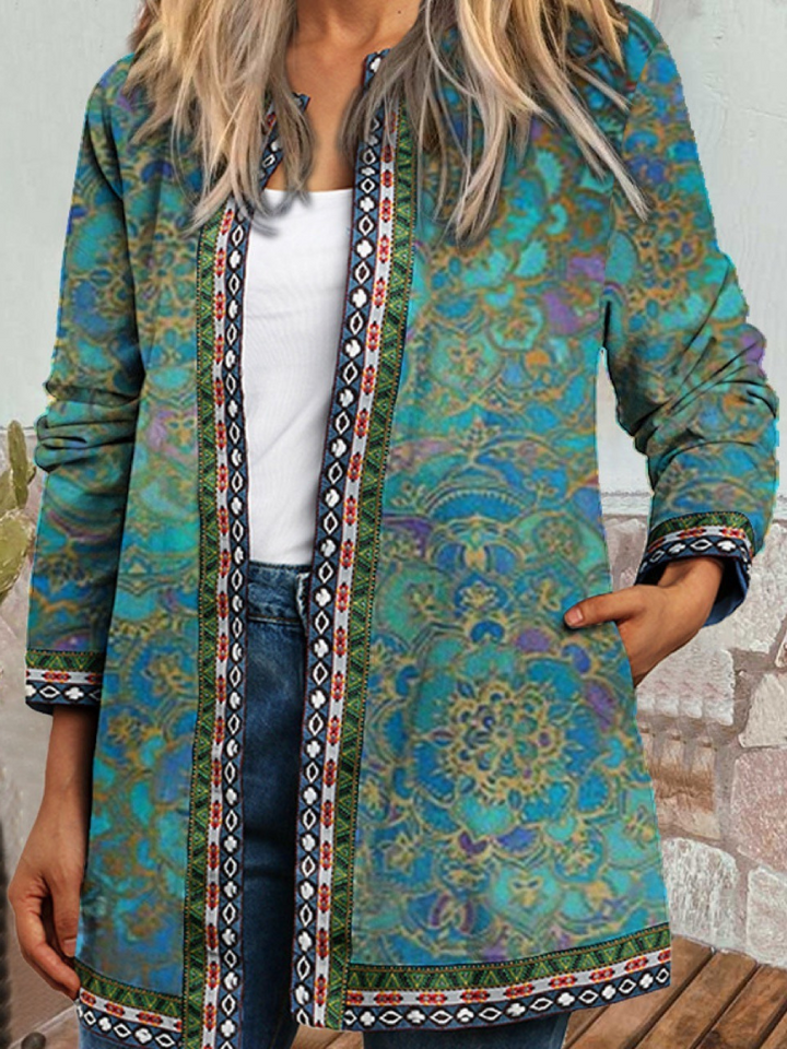 Drune | Damen Ethnischer Blumenmantel Jacke