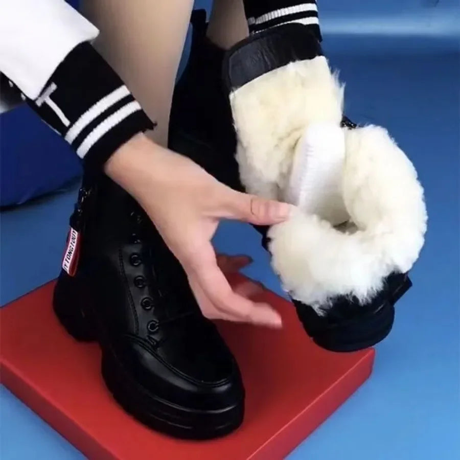 Drune | Damen High Top Leder Martin Stiefel ( mit Futter Aus Fell )