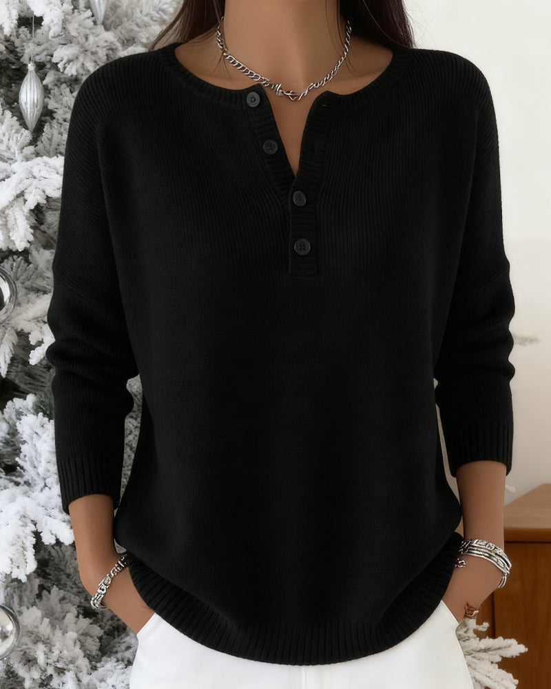 Drune | Einfarbiger Strickcardigan mit Knöpfen