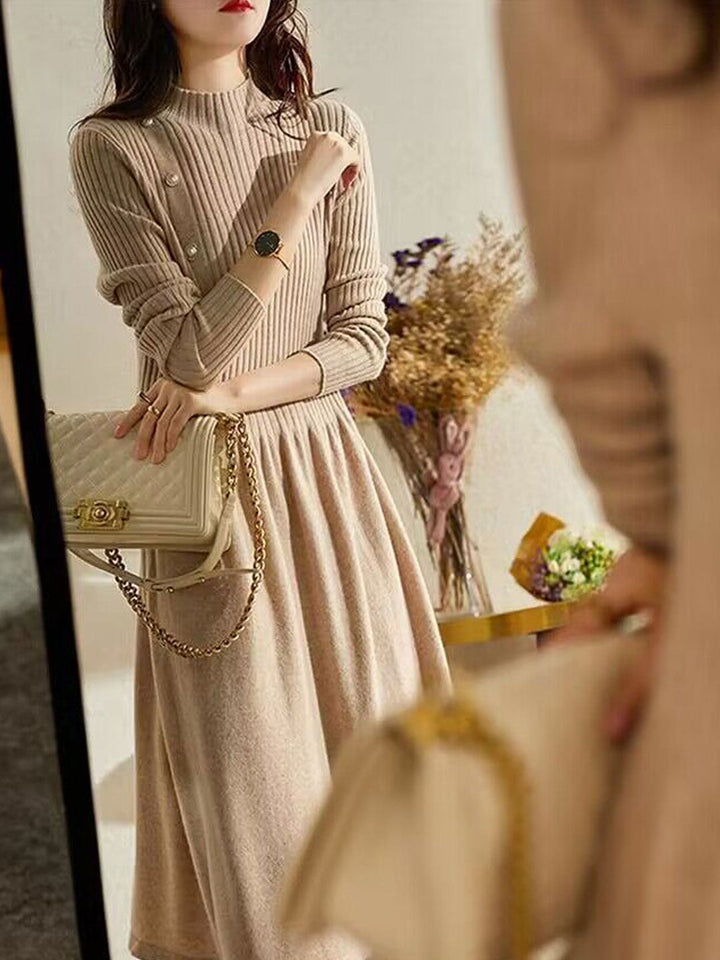 Drune | Kleid - Elegantes Rollkragen Strickkleid