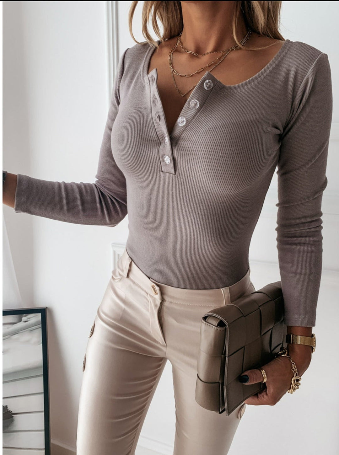 Drune | Carin Geripptes Henley Tee