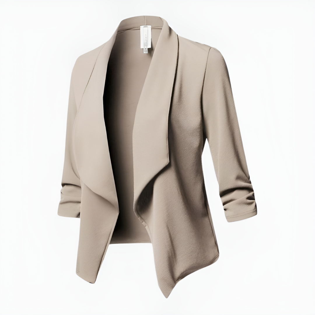 Drune | Draped Offene Front-Blazer - Leichte Arbeitsjacke - 3/4 Ärmel Blazer